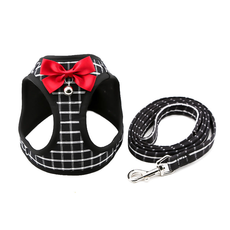 Black gingham pattern harness set, white background
